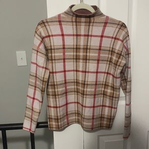 Mock neck plaid sweater size M